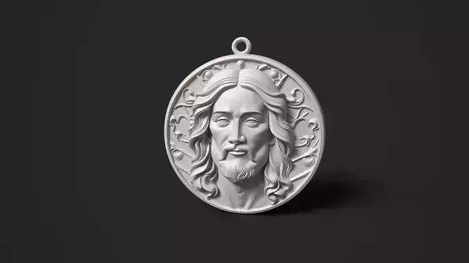 Jesus Christ 3D Relief Medallion Christian Pendant