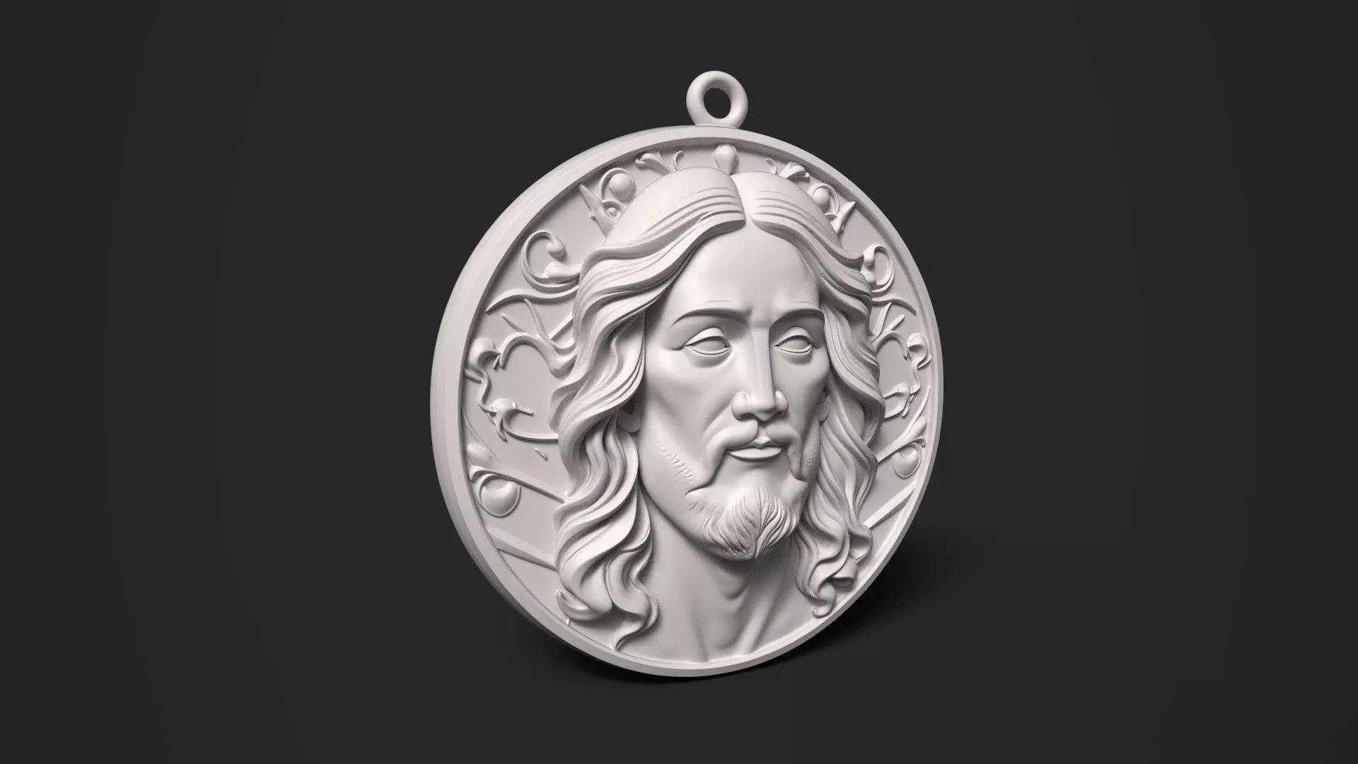 Jesus Christ 3D Relief Medallion Christian Pendant 3D print model_2
