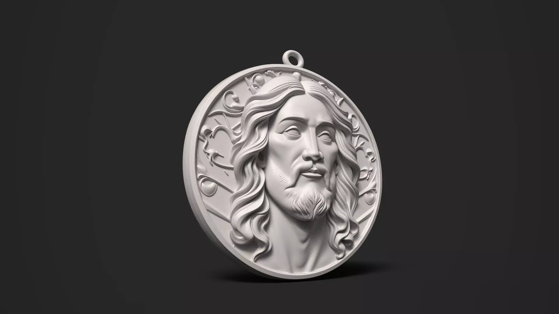 Jesus Christ 3D Relief Medallion Christian Pendant 3D print model_3