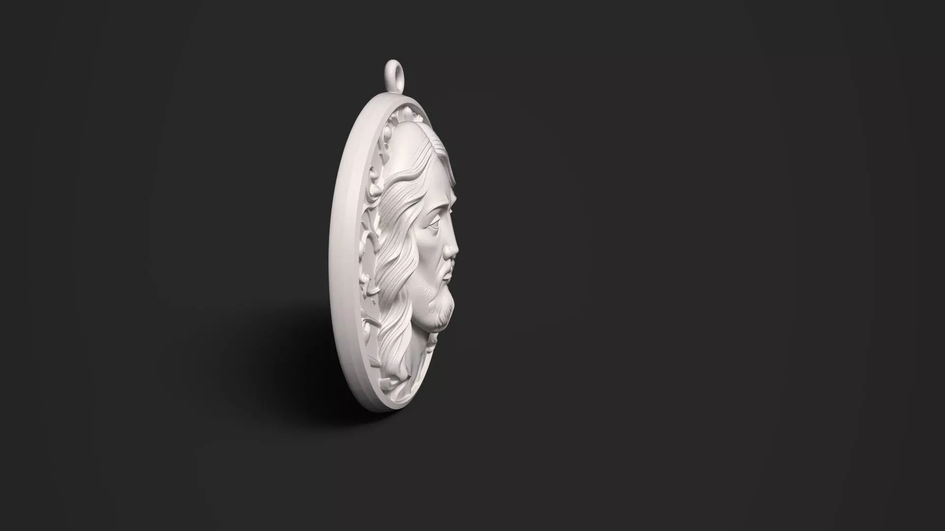 Jesus Christ 3D Relief Medallion Christian Pendant 3D print model_5