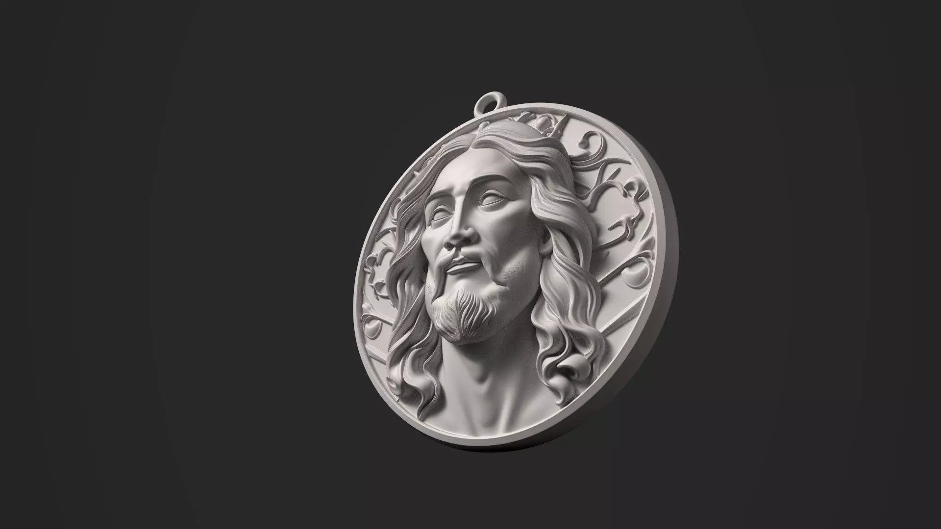 Jesus Christ 3D Relief Medallion Christian Pendant 3D print model_4