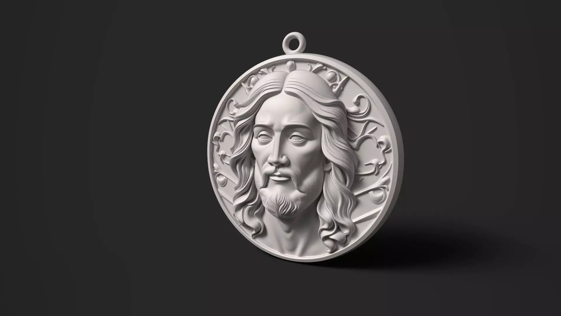 Jesus Christ 3D Relief Medallion Christian Pendant 3D print model_6