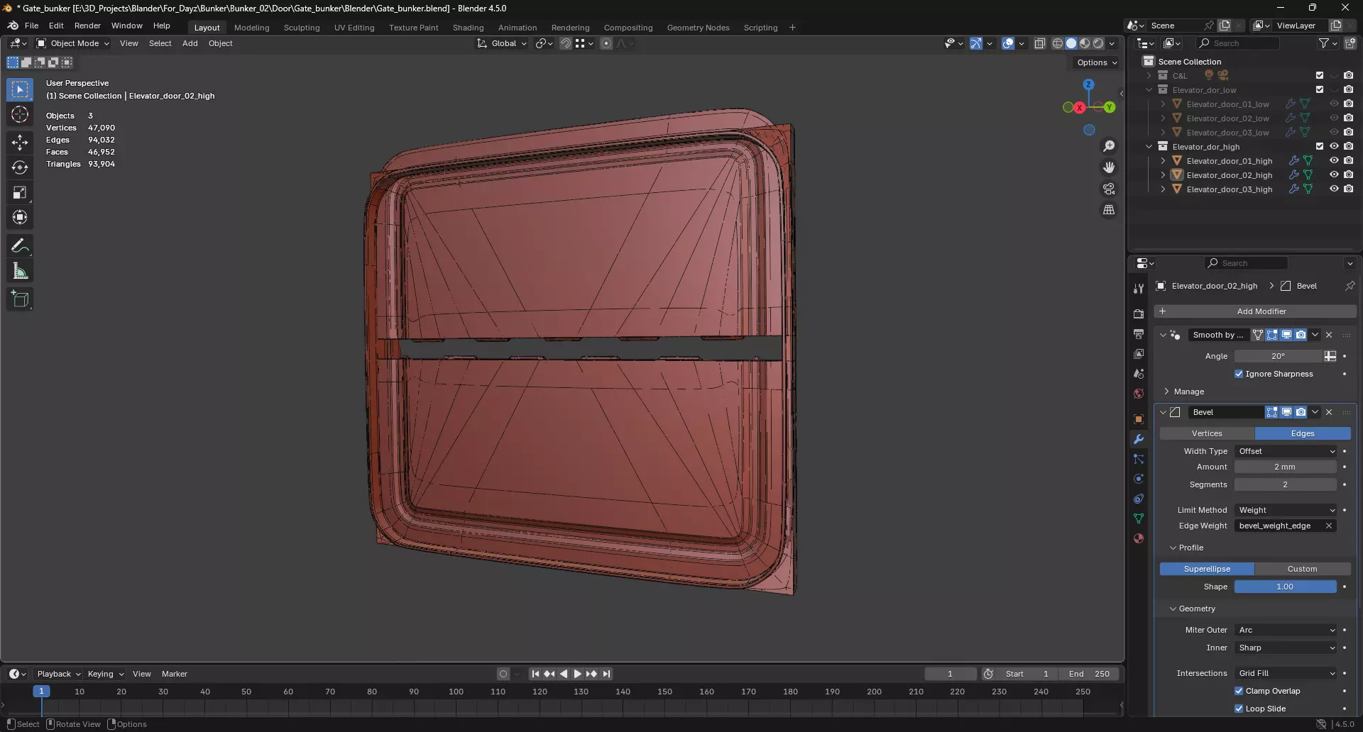 Gate bunker Low-poly 3D model_5