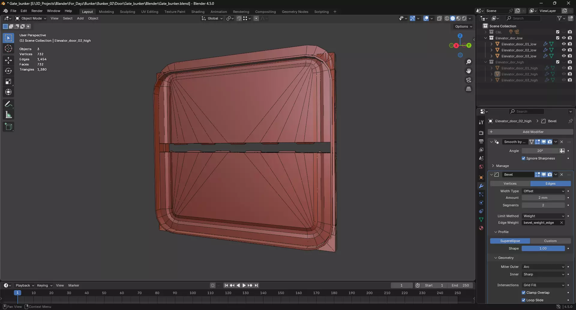 Gate bunker Low-poly 3D model_6