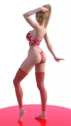 Rachel from Ninja Gaiden in Red Floral Lingerie