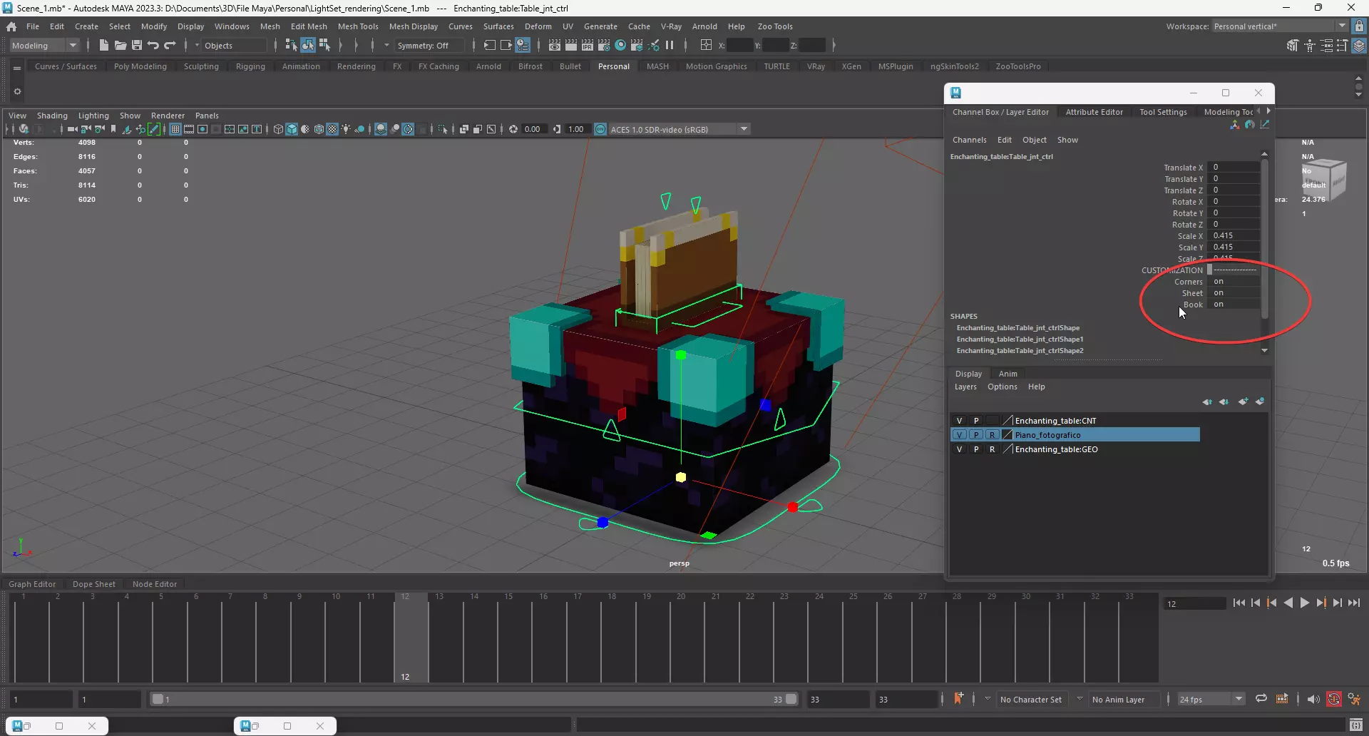 Minecraft Enchanting Table Rig Low-poly 3D model_8
