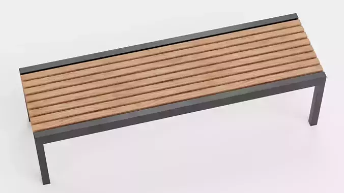Modern Outdoor Bench V1 Low-poly 3D model 5