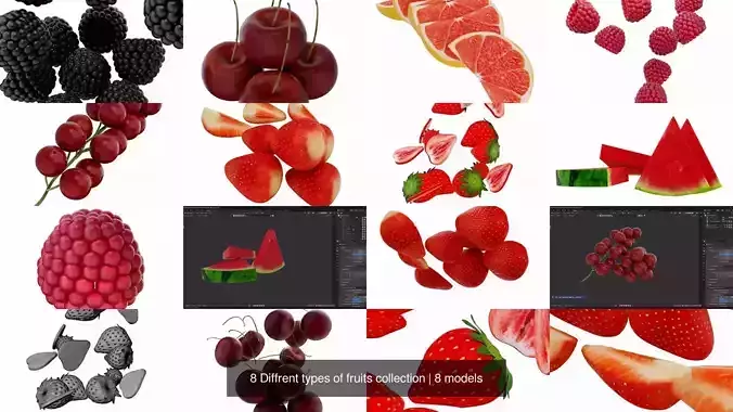 8 Diffrent types of fruits collection
