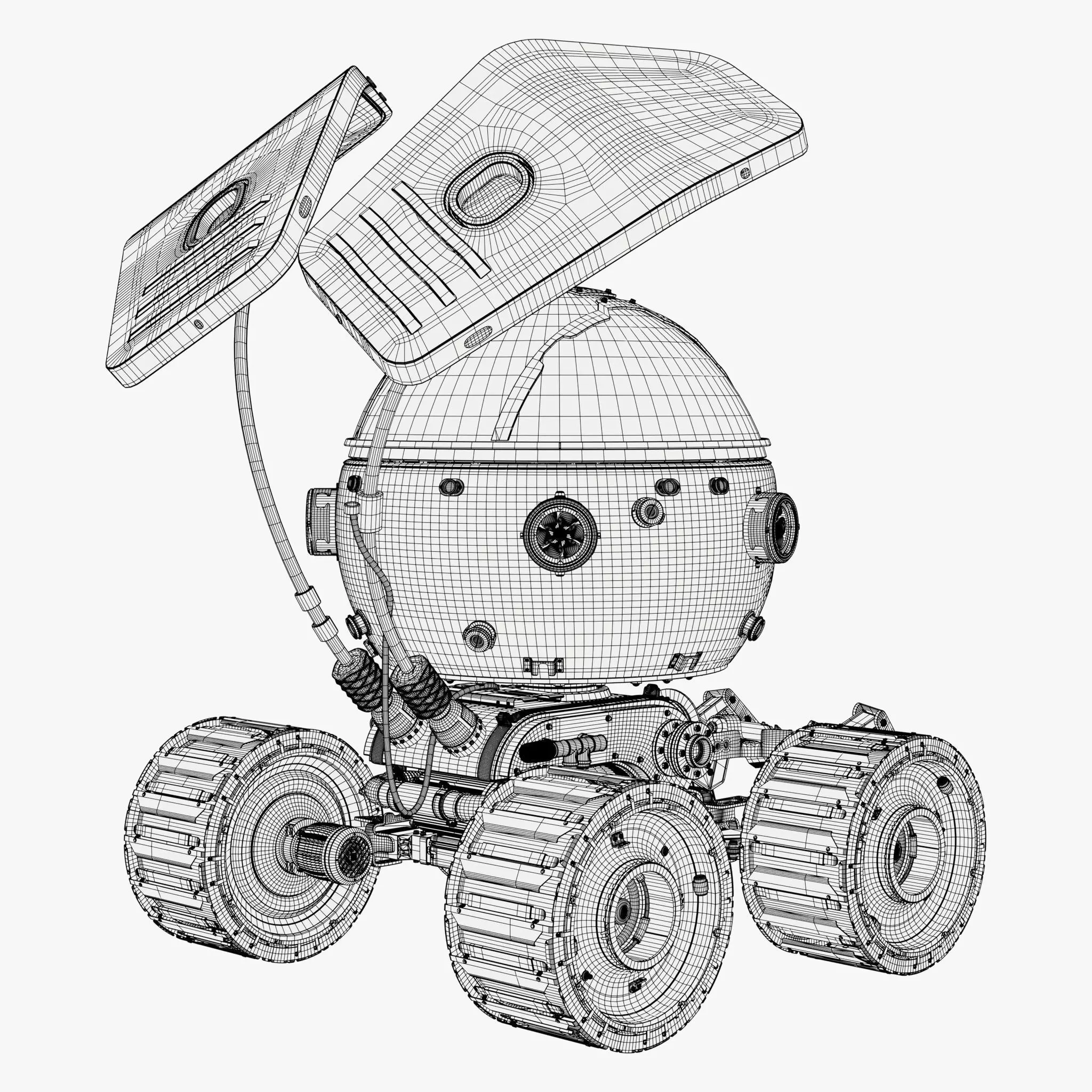 Sci-Fi Spherical Exploration Rover M1 3D model_7