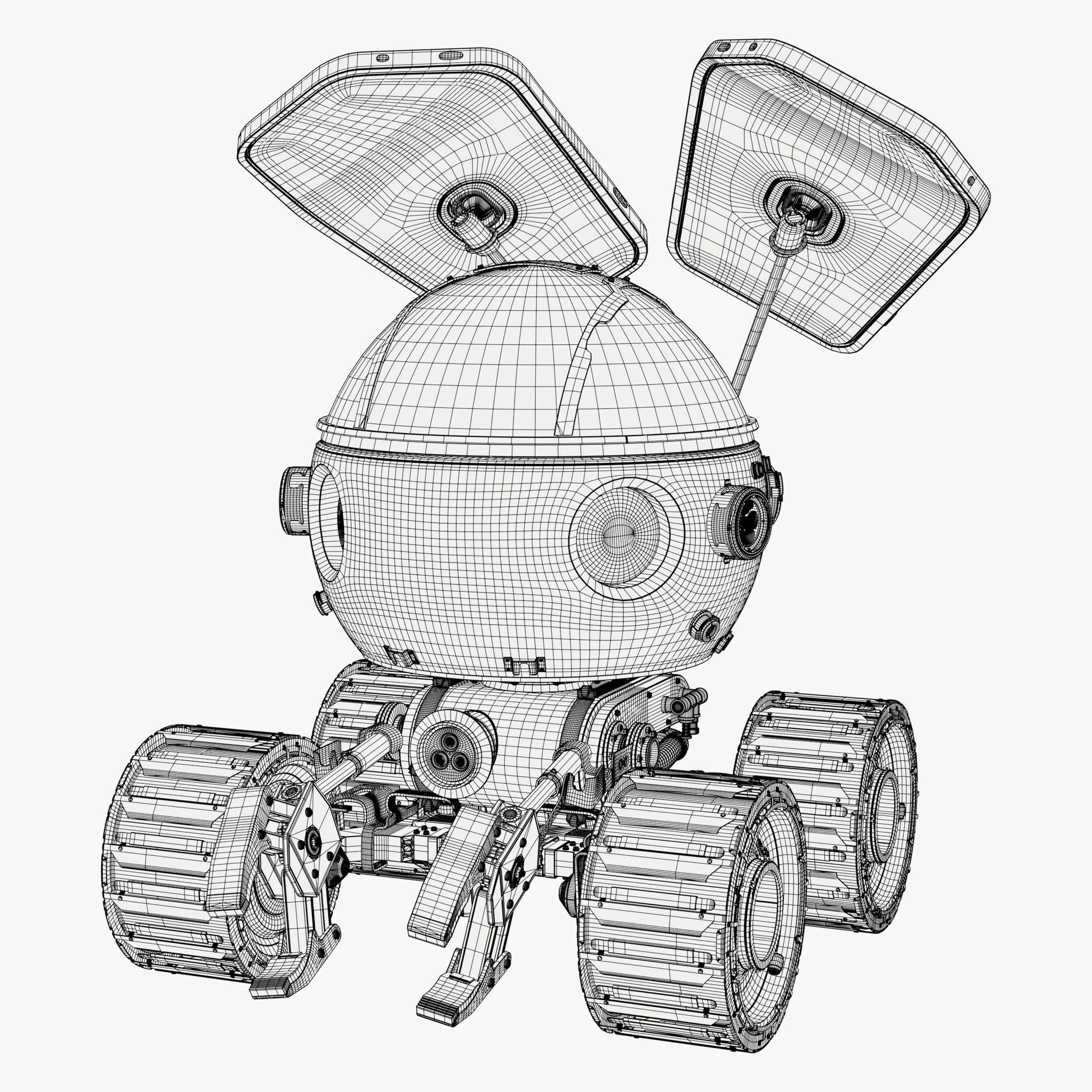 Sci-Fi Spherical Exploration Rover M1 3D model_9