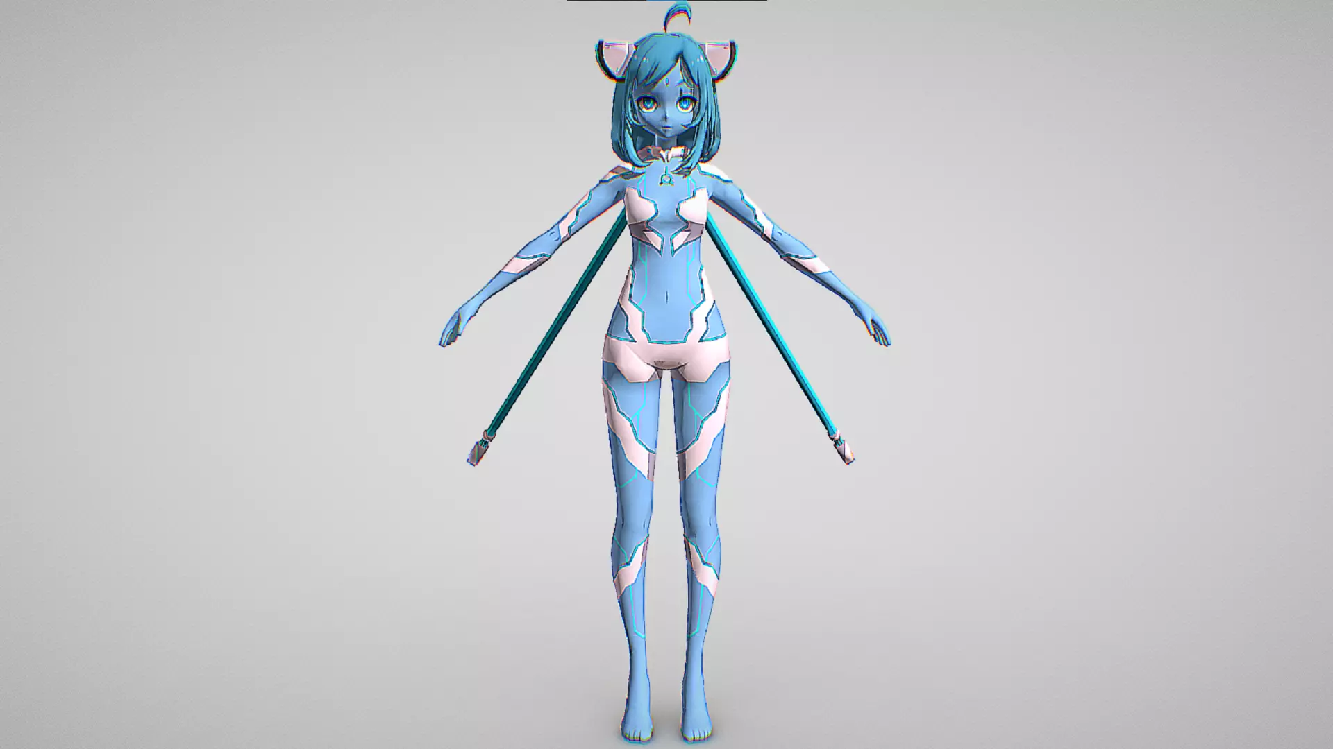 Lucy - The Ethereal Curator - Azure Felyne Race - Soulworker Low-poly 3D model_1