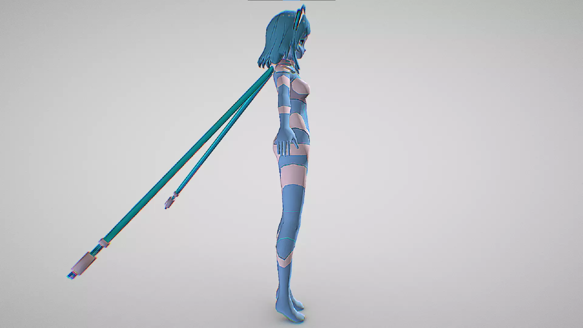Lucy - The Ethereal Curator - Azure Felyne Race - Soulworker Low-poly 3D model_4