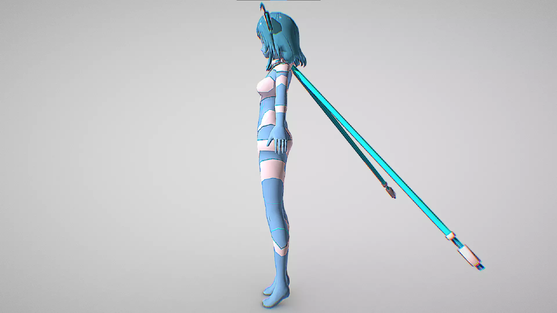 Lucy - The Ethereal Curator - Azure Felyne Race - Soulworker Low-poly 3D model_5