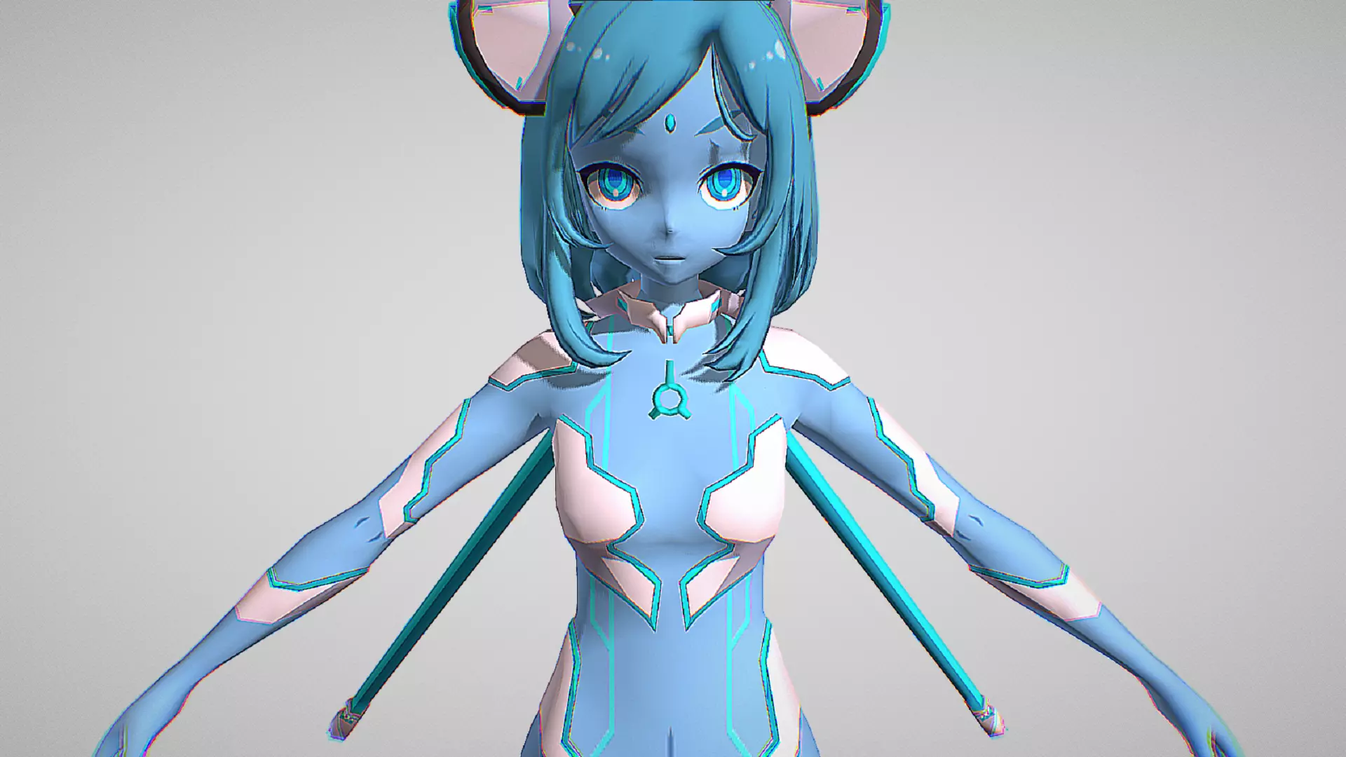 Lucy - The Ethereal Curator - Azure Felyne Race - Soulworker Low-poly 3D model_0