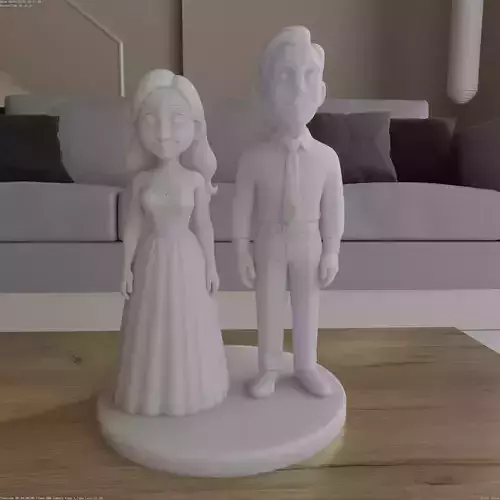 Wedding Couple Figurine STL Bride Groom separated