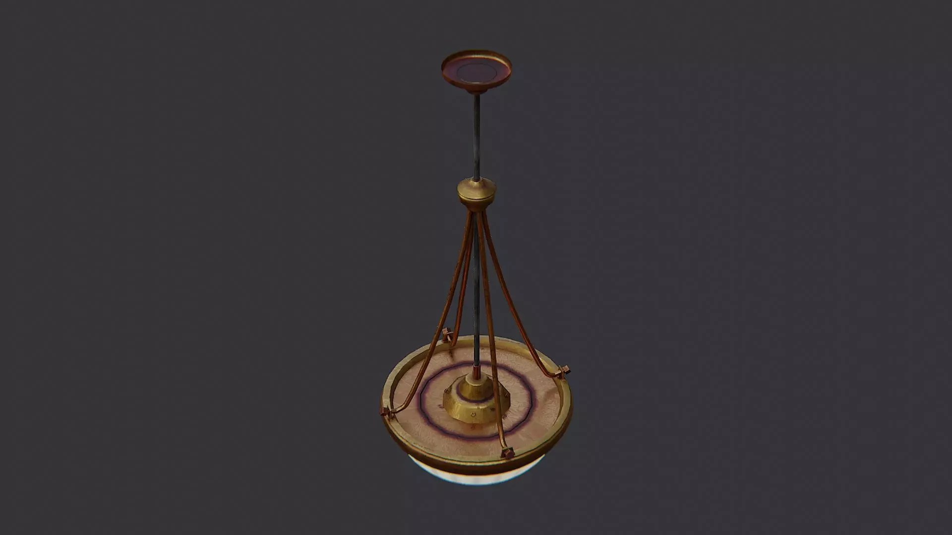 Brass Hanging Interior Pendant Lamp Low-poly 3D model_3