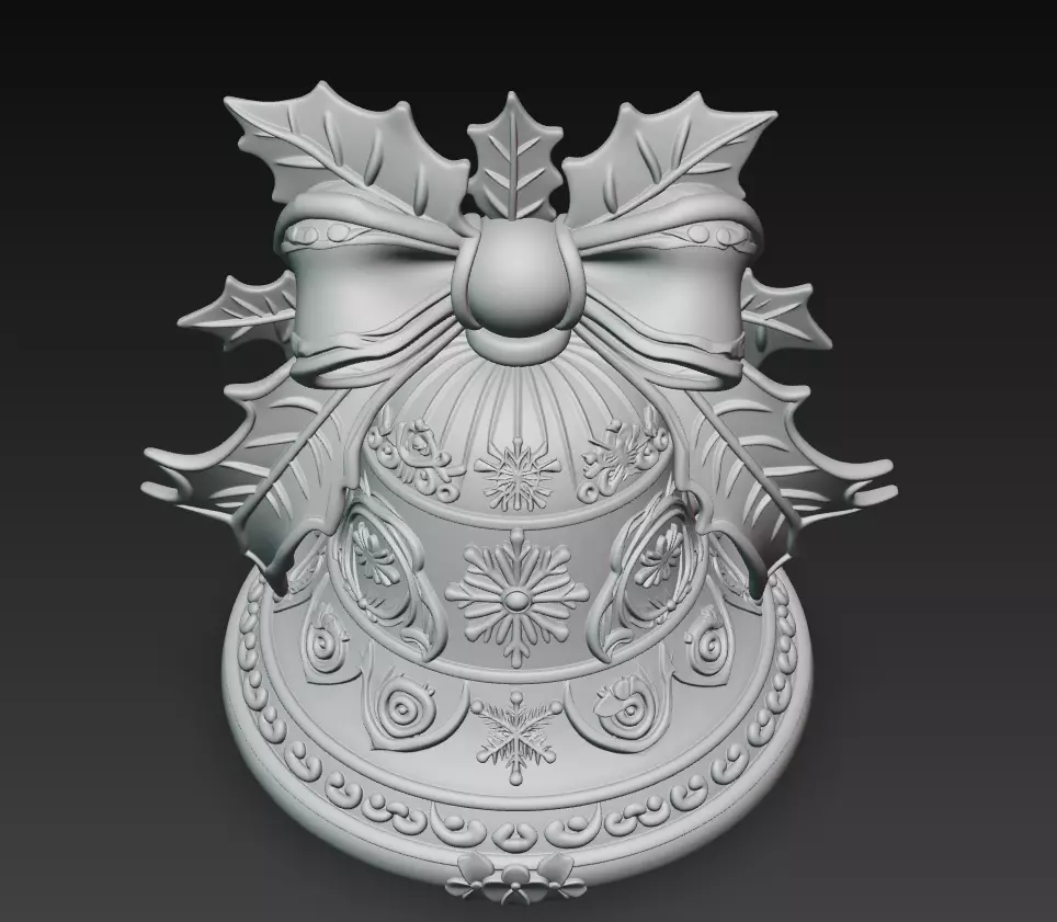Golden Bell Ornament - Stylized Christmas 3D Model 3D print model_4