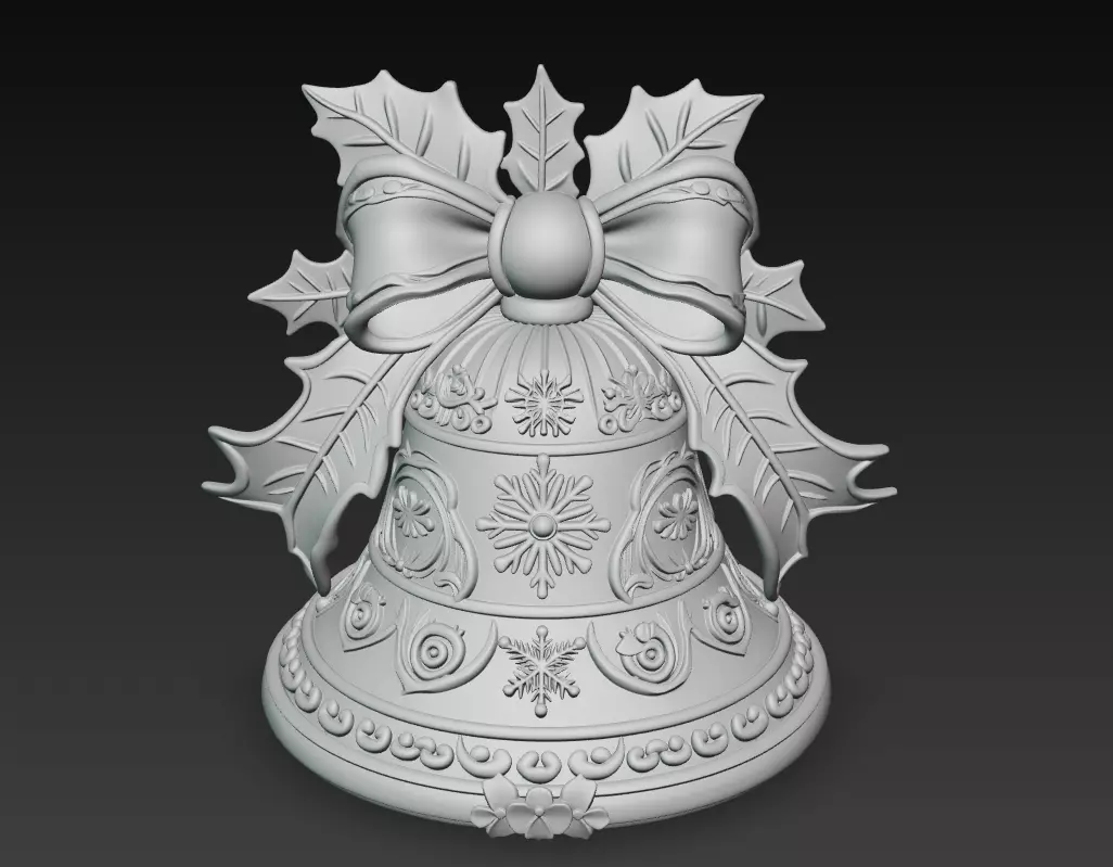 Golden Bell Ornament - Stylized Christmas 3D Model 3D print model_5