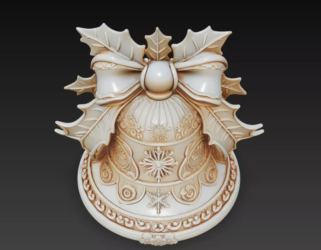 Golden Bell Ornament - Stylized Christmas 3D Model 3D print model_2