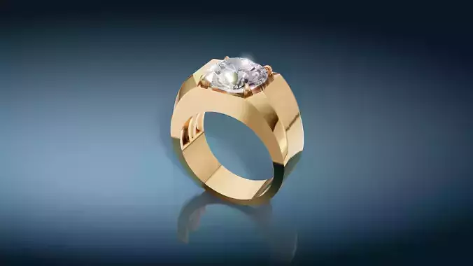 Men Ring Big Daimond and Gem Gold 