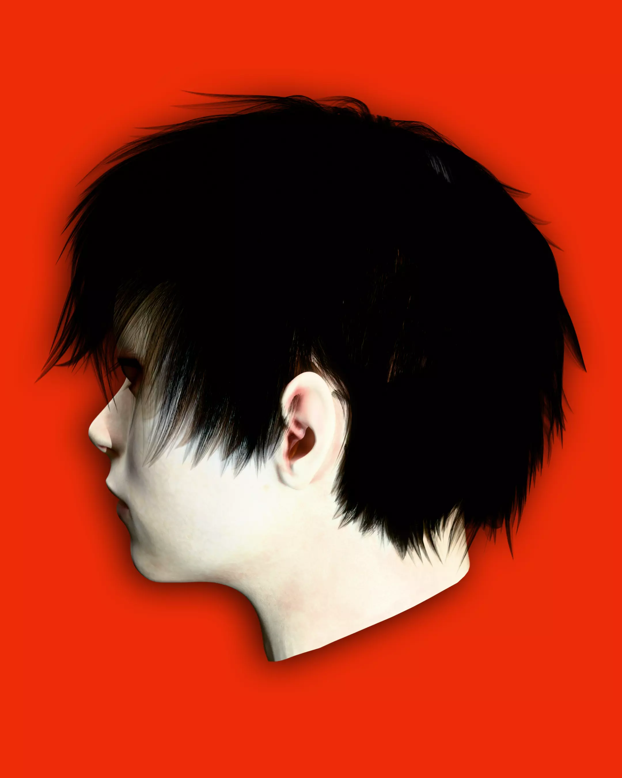 3D anime hair Free 3D model_1