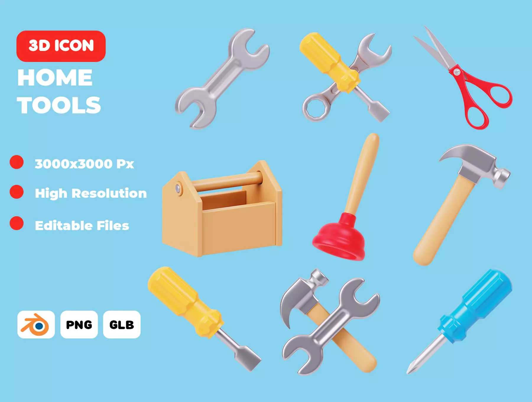 Home Tools 3D Icon Pack 3D model_0