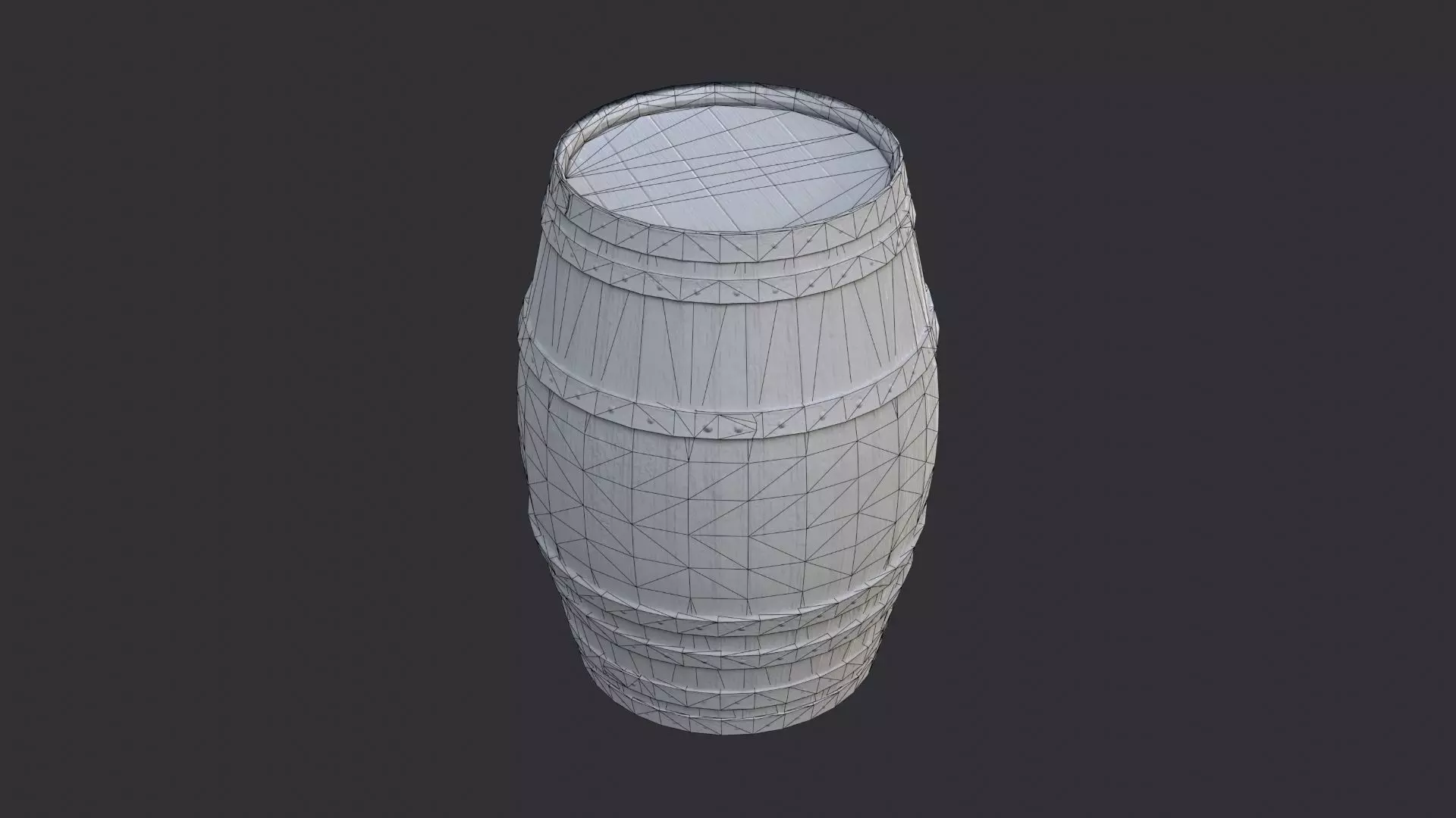 Wooden Barrel Rustic Oak Prop Low-poly 3D model_7