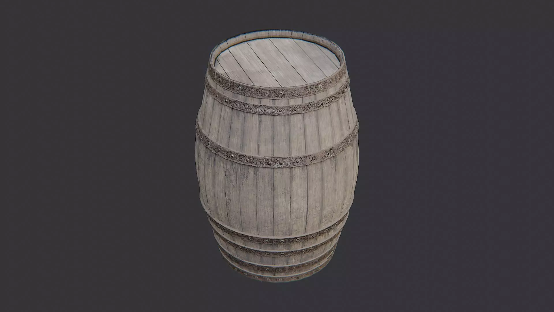 Wooden Barrel Rustic Oak Prop Low-poly 3D model_0