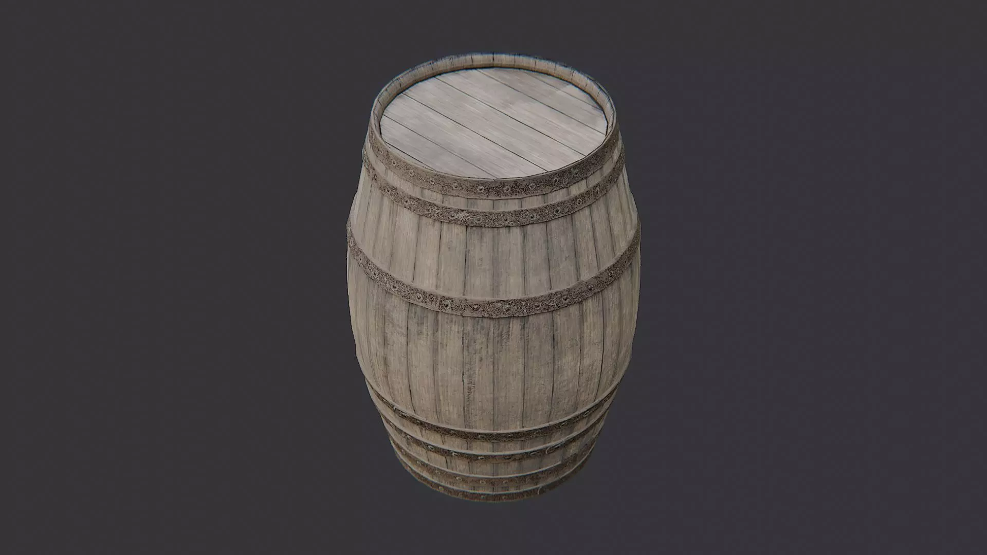 Wooden Barrel Rustic Oak Prop Low-poly 3D model_3
