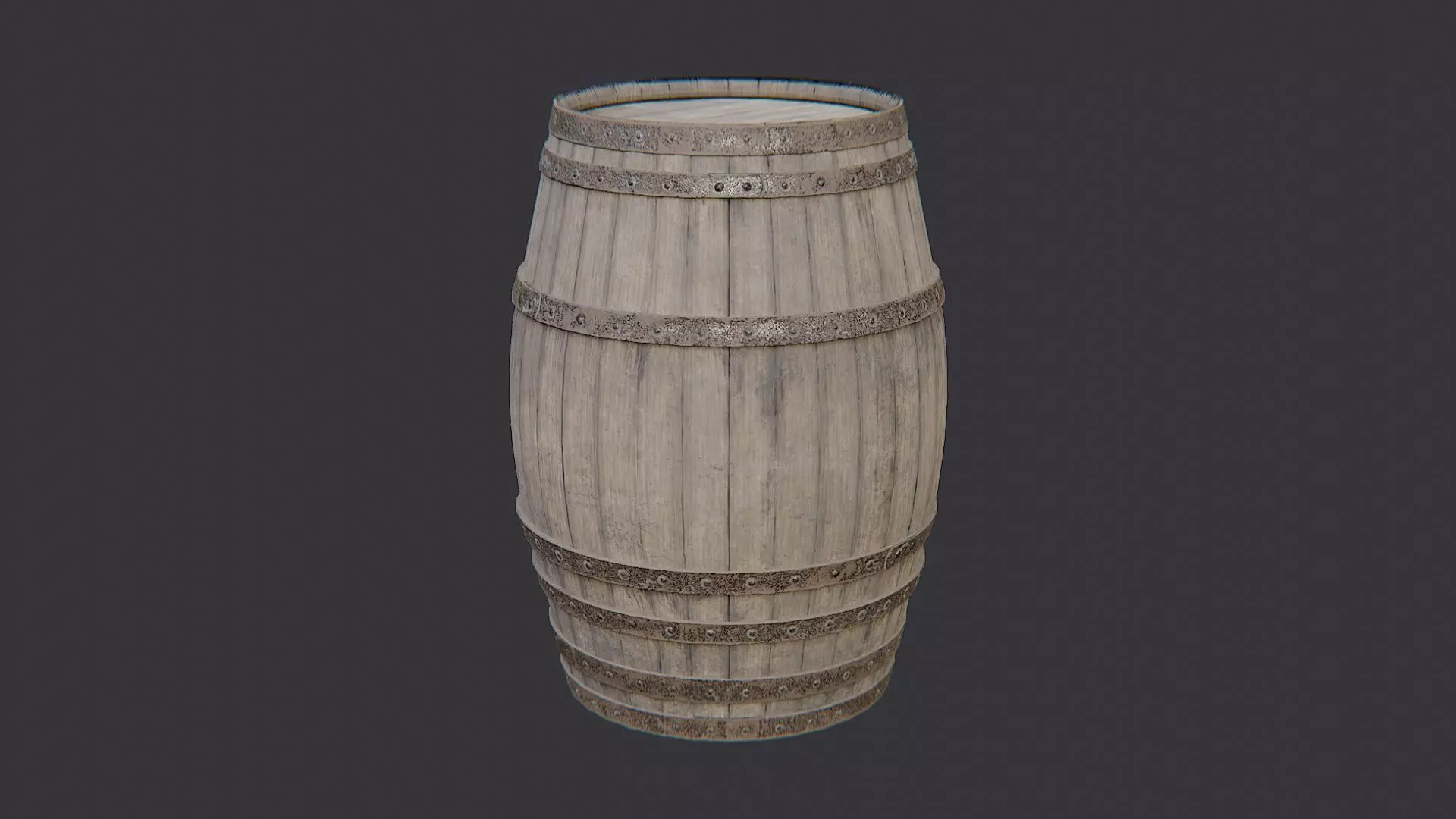 Wooden Barrel Rustic Oak Prop Low-poly 3D model_2