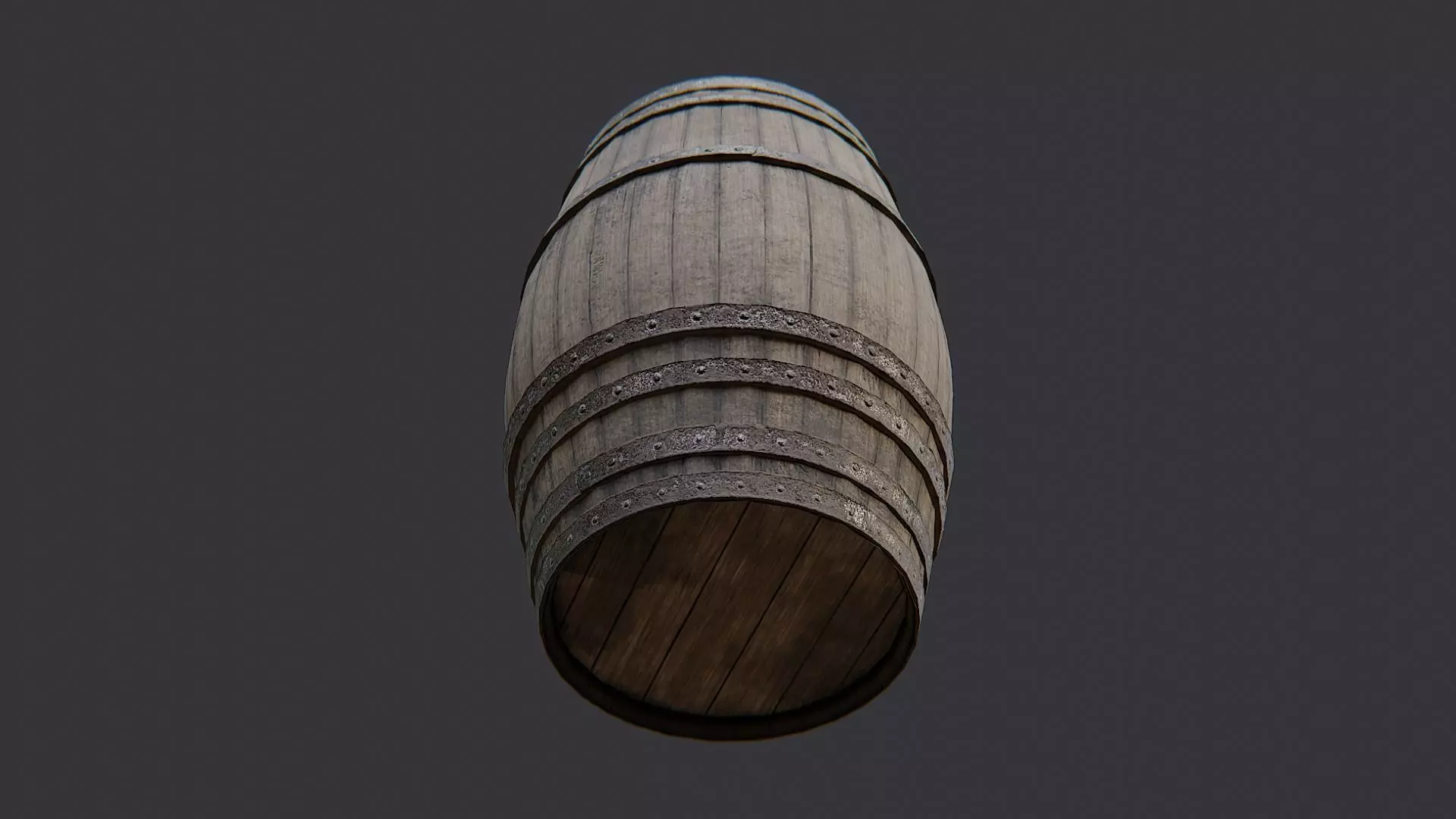 Wooden Barrel Rustic Oak Prop Low-poly 3D model_5