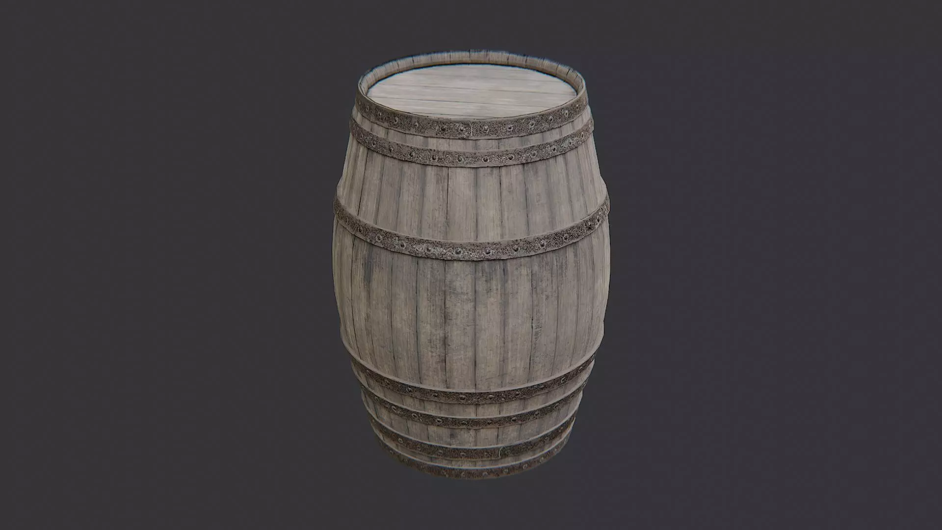 Wooden Barrel Rustic Oak Prop Low-poly 3D model_1