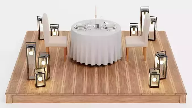 Garden Setup V7 - Romantic Dinner Table Scene