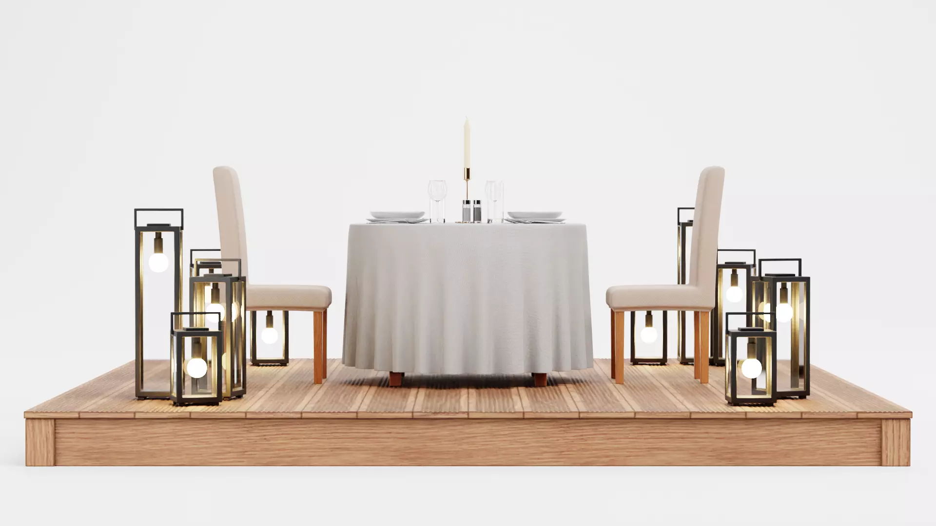 Garden Setup V7 - Romantic Dinner Table Scene 3D model