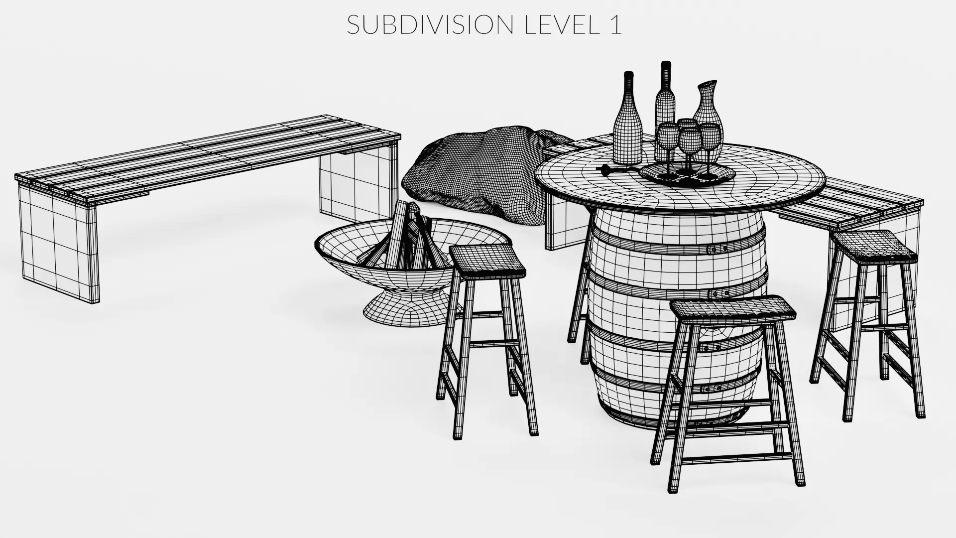 -Garden Setup V8- Low-poly 3D model_16