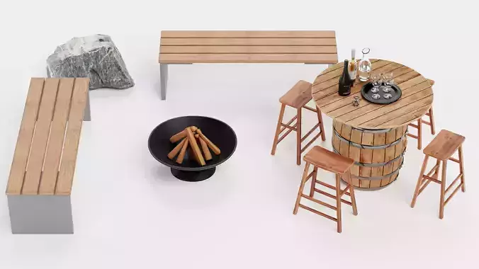 -Garden Setup V8- Low-poly 3D model
