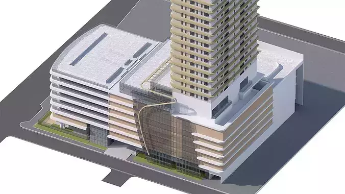 Generic High Rise building for exterior city scene 3D model 5