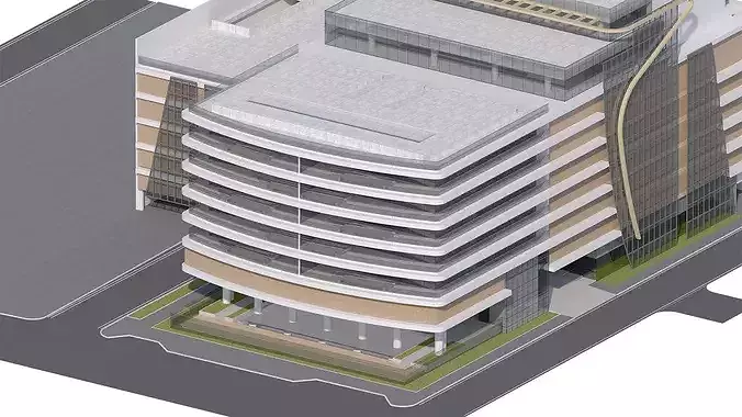 Generic High Rise building for exterior city scene 3D model 6