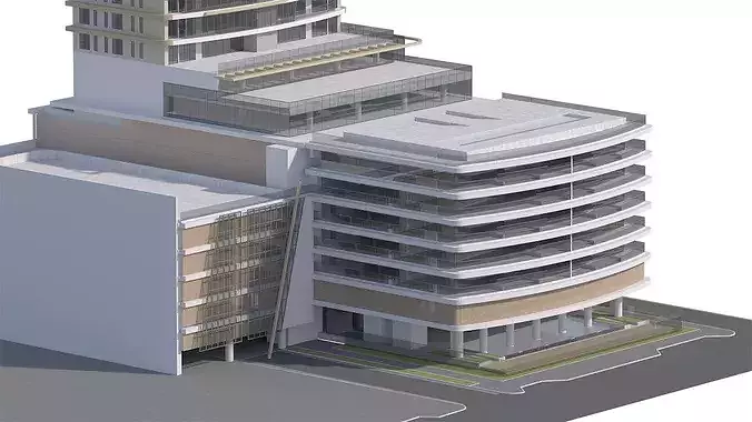 Generic High Rise building for exterior city scene 3D model 7