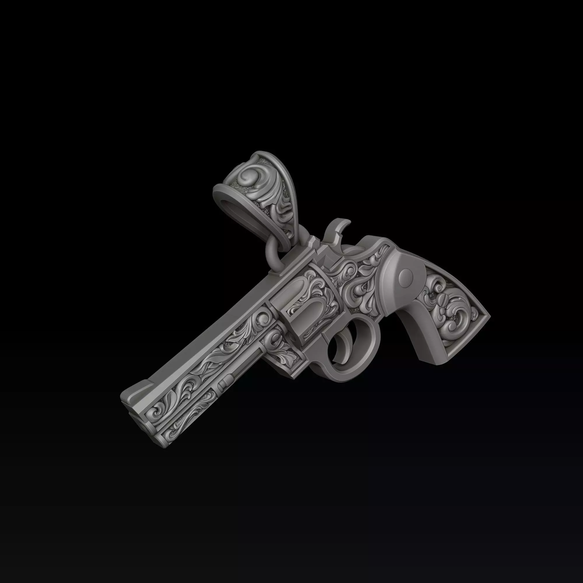 Gun Revolver Colt Pendant With Ornaments 3D print model_6