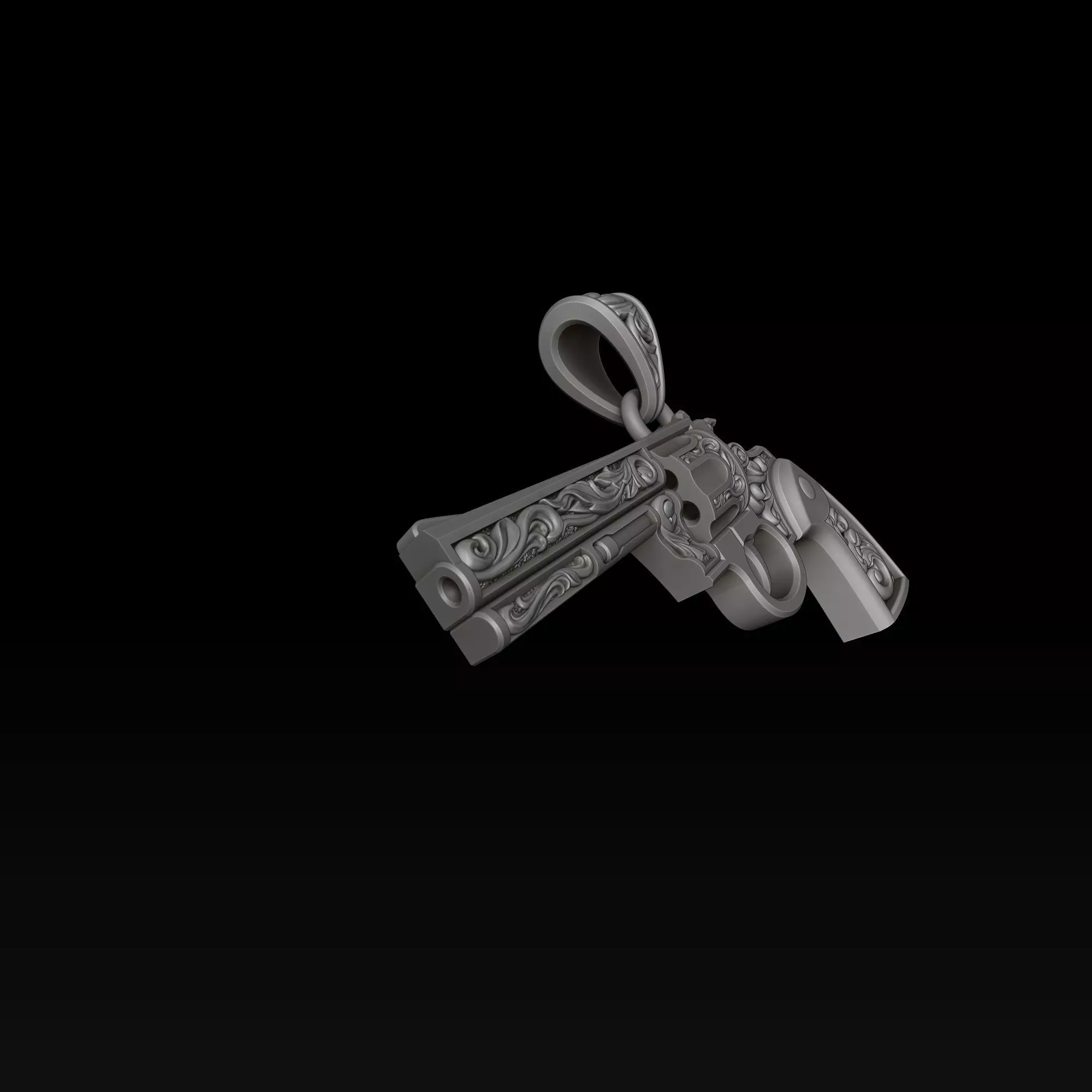 Gun Revolver Colt Pendant With Ornaments 3D print model_3