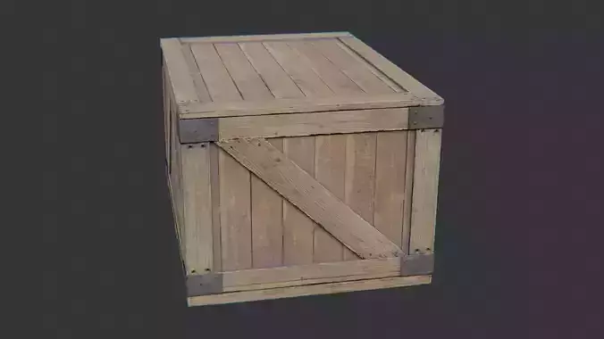 Wooden Cargo Crate with Steel Corner Reinforcements
