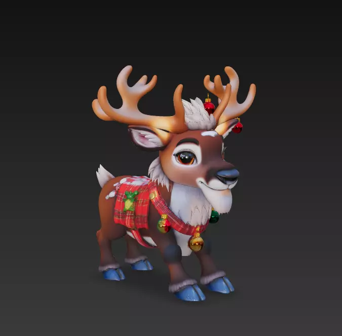 Jingle Reindeer - Stylized Christmas 3D Model 3D print model_2