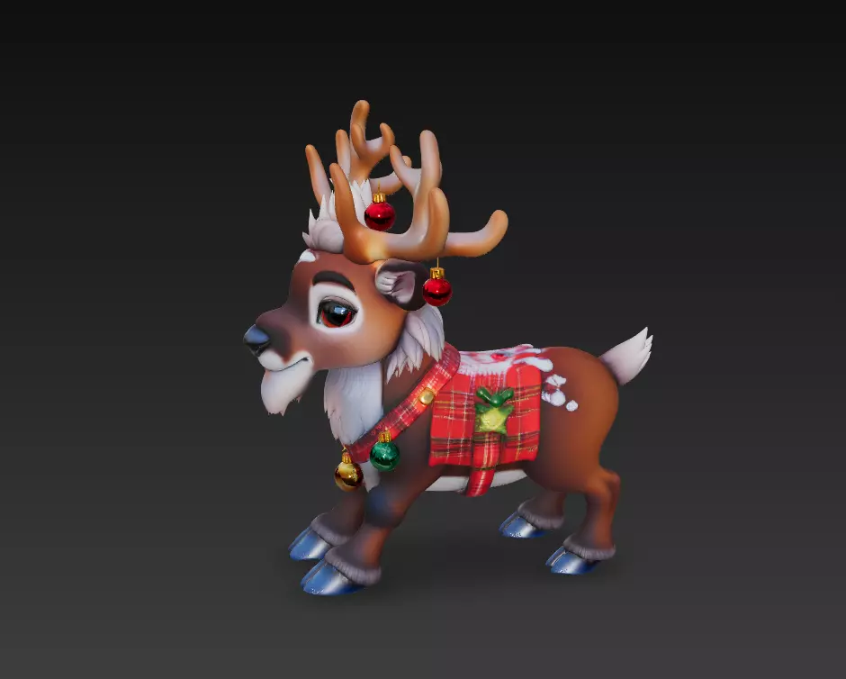 Jingle Reindeer - Stylized Christmas 3D Model 3D print model_1