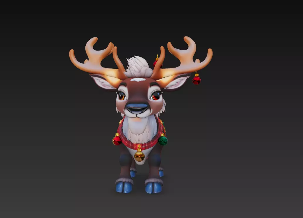 Jingle Reindeer - Stylized Christmas 3D Model 3D print model_0