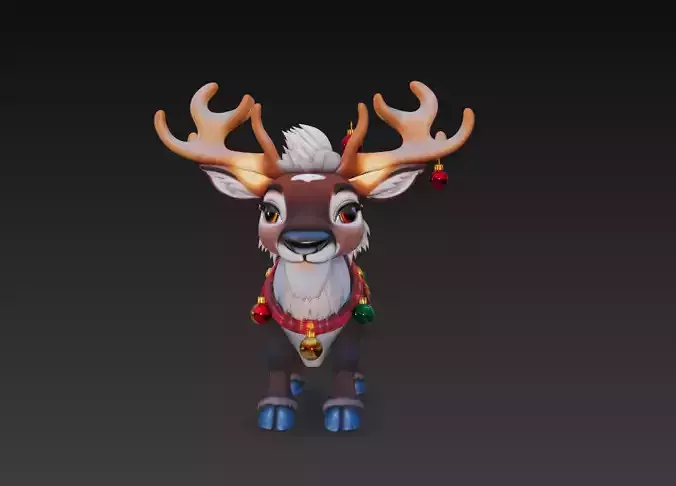 Jingle Reindeer - Stylized Christmas 3D Model 3D print model Jingle Reindeer - Stylized Christmas 3D Model 3D print model