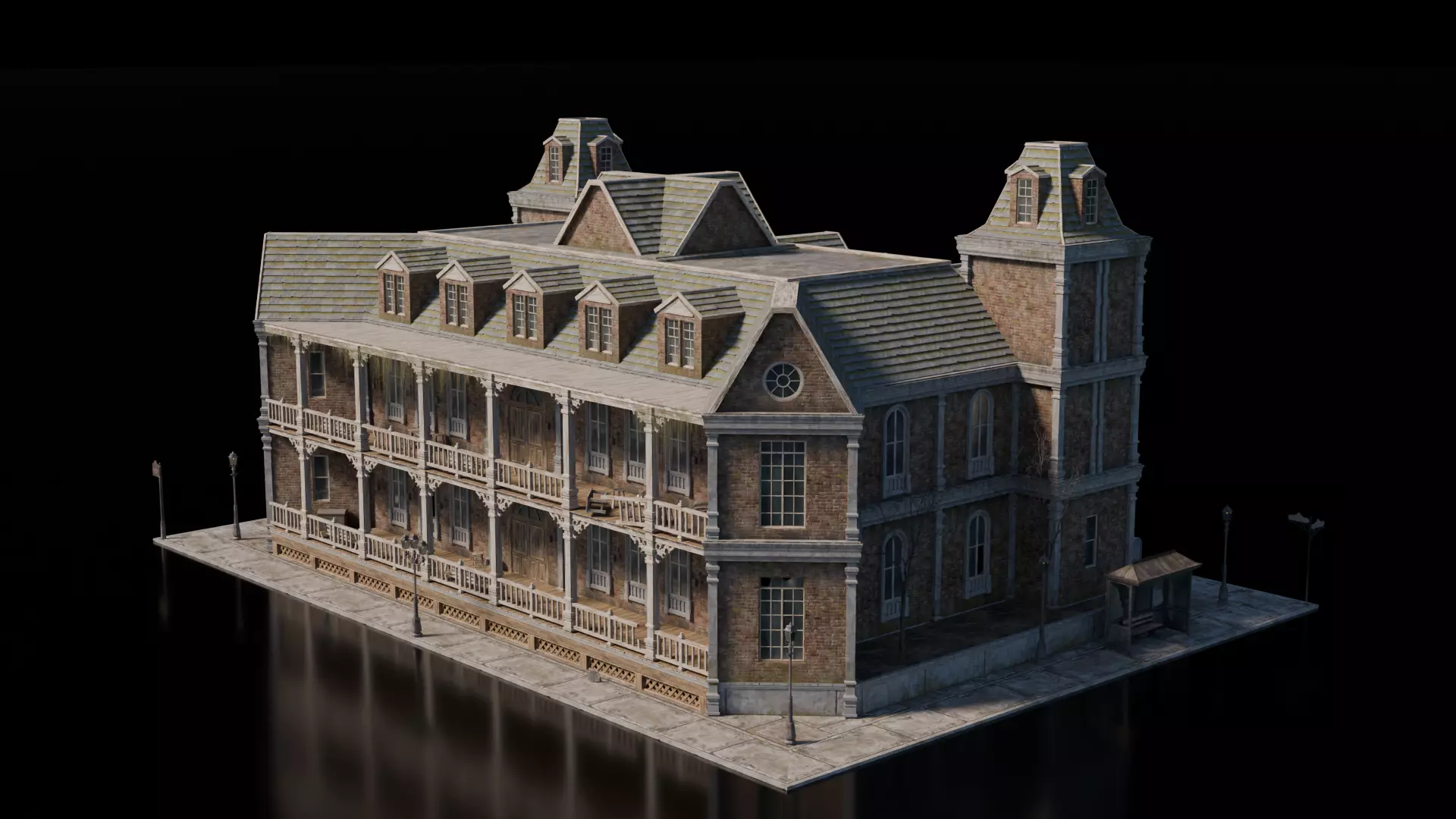 Dark Fantasy Building - School 3D model_2