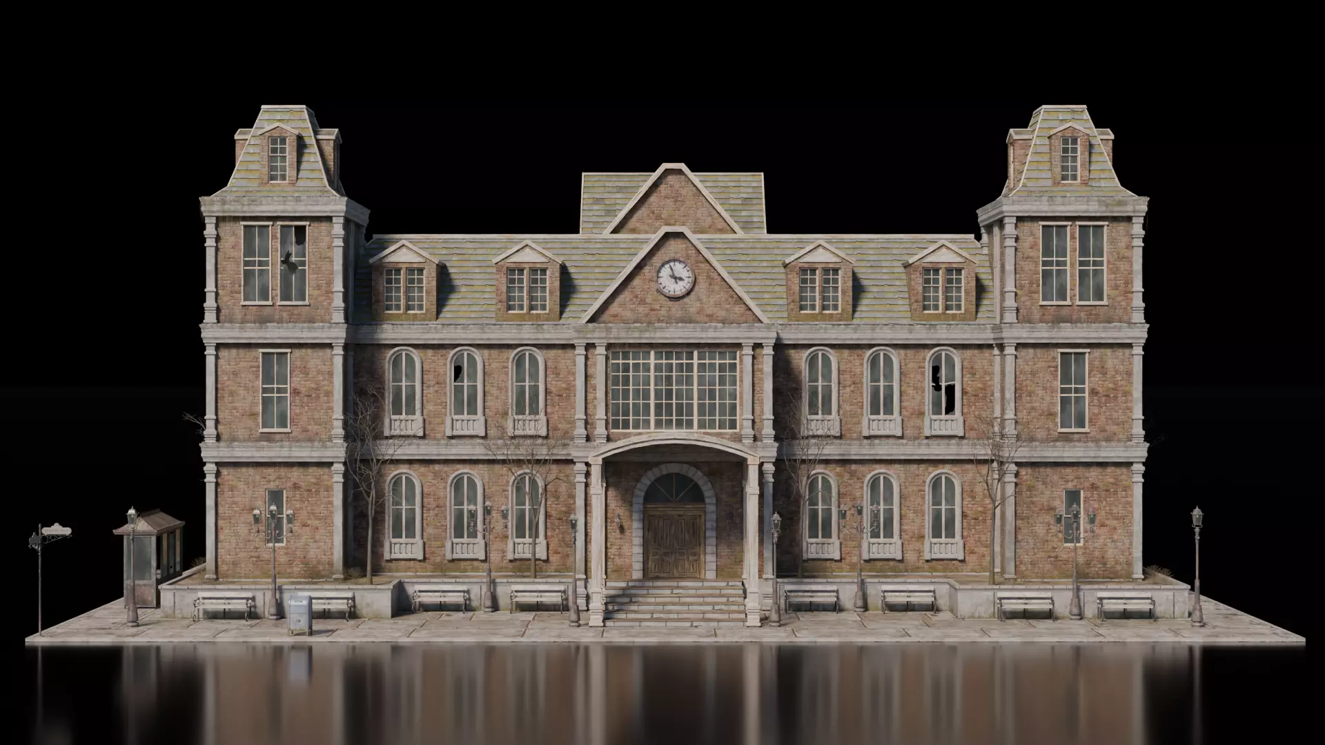 Dark Fantasy Building - School 3D model_1