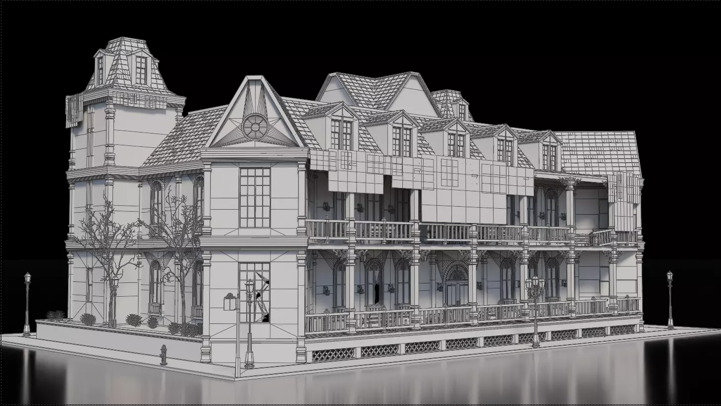 Dark Fantasy Building - School 3D model_7