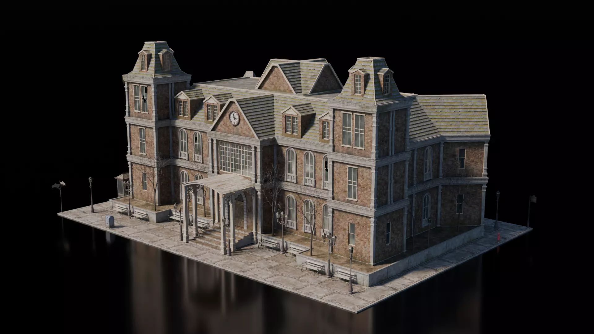 Dark Fantasy Building - School 3D model_0